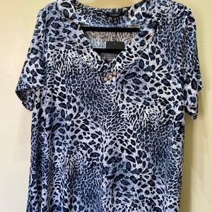 Folunsi Blue Animal Print casual tunic 1X